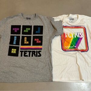 Kids Graphic T-Shirts - Gray and White Tetris gaming XXL new retro